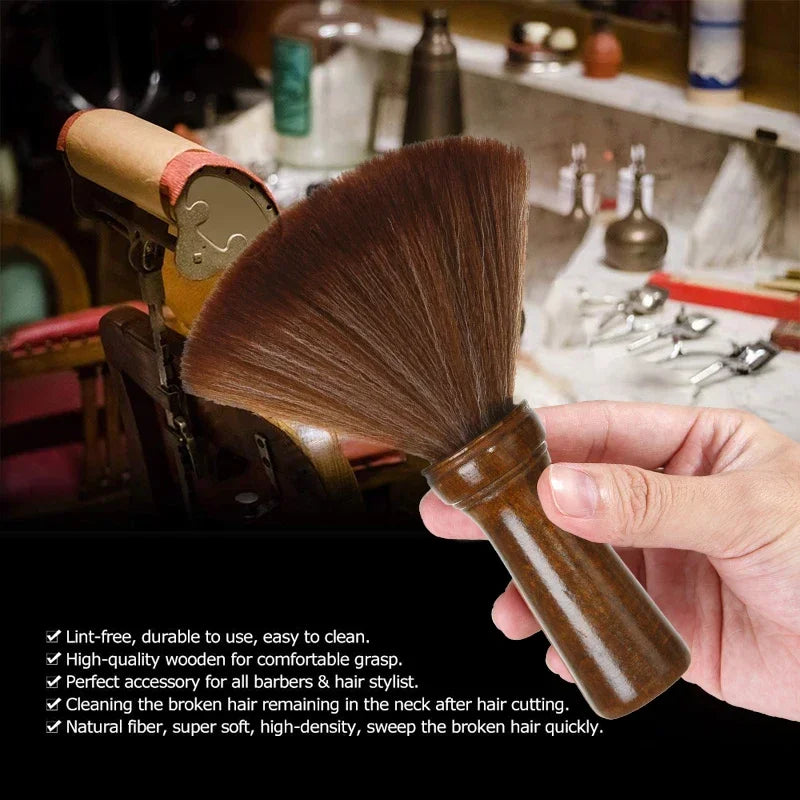 2Pcs Salon Neck Duster Brush – Soft Bristle Wood Handle Salon Neck Duster Brush PLUSH