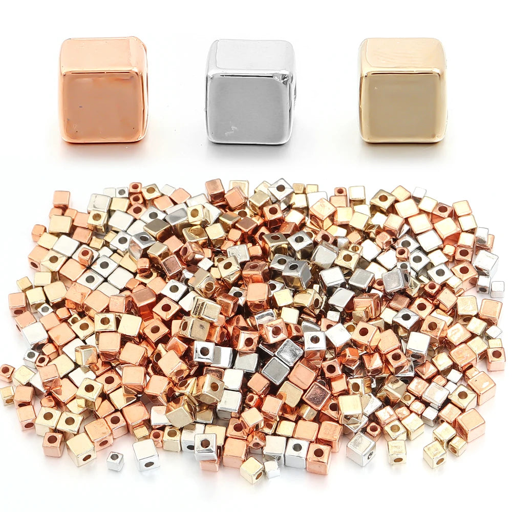 200pcs CCB Square Spacer Beads Gold Silver Rose Gold DIY Jewelry Jewelry Spacer Beads PLUSH