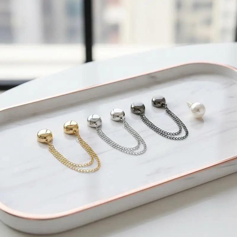 2pcs Magnetic Hem Clips – No-Sew Chain Cuff Fasteners for Pants Magnetic Hem Clips PLUSH