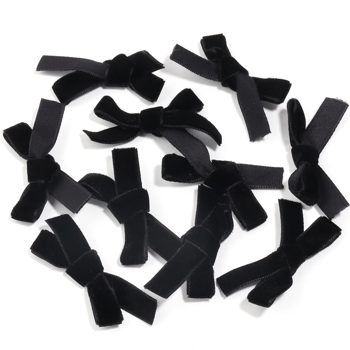 10pcs Velvet Ribbon Bows – Colourful DIY Craft Bowknots Craft Bow Embellishments PLUSH Black