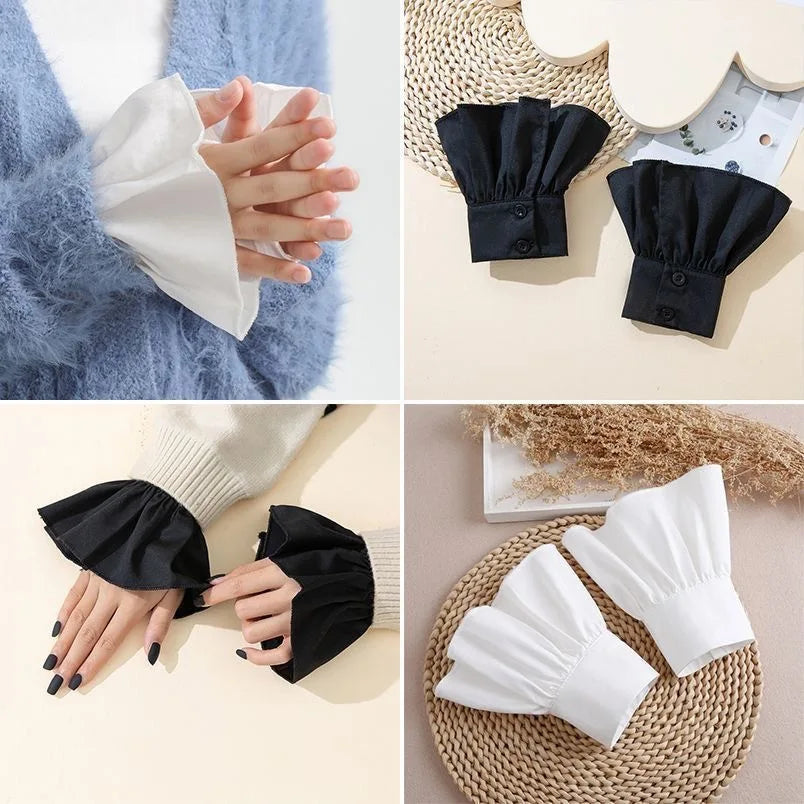 Lace Ruffle Detachable Sleeve Cuffs – Vintage Wrist Accessory Detachable Sleeve Cuffs PLUSH