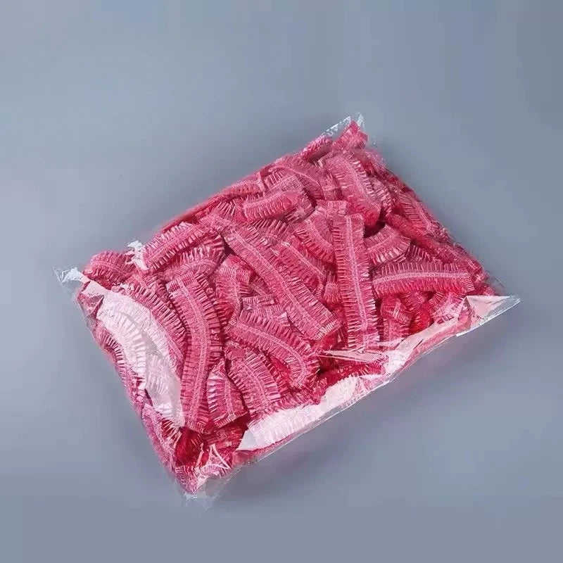 Disposable Waterproof Shower Cap & Heated Hair Mask Cap Hair Care Cap PLUSH Pink 50Pcs