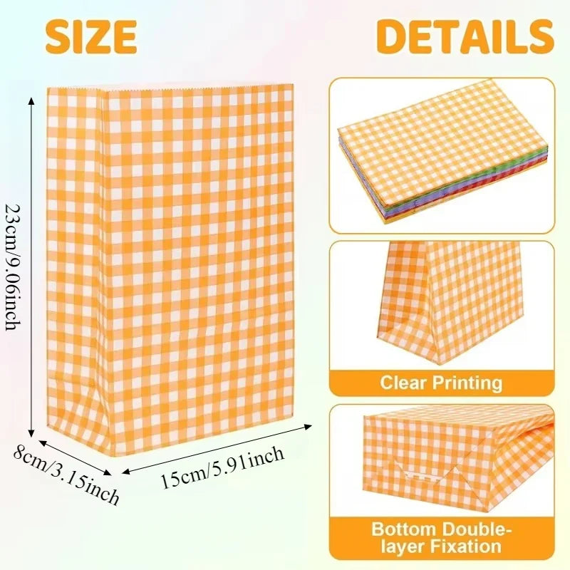 Colorful Kraft Paper Party Gift Bags – 10/20/30 Pack Party Gift Bags PLUSH Orange 30PCS