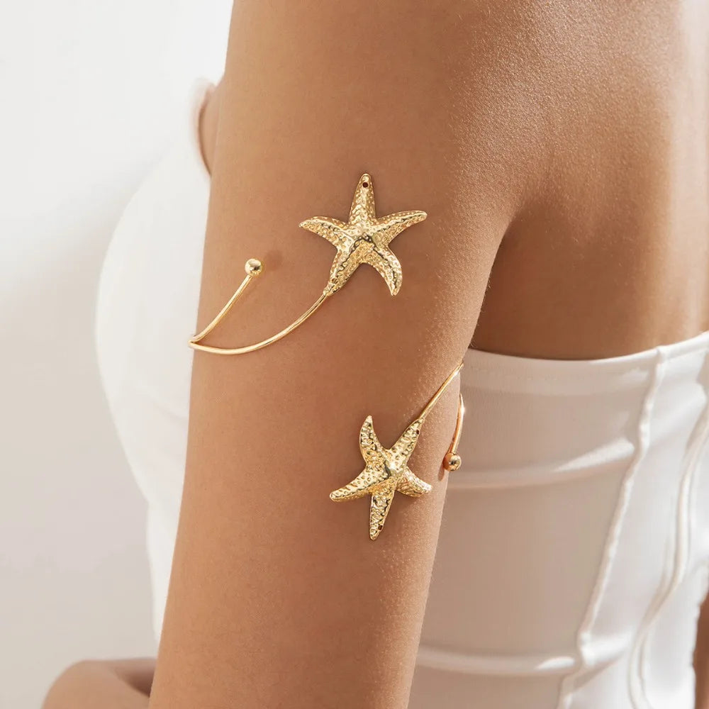 Spiral Starfish Open Cuff Bangle – Adjustable Arm Bracelet Arm Cuff Bangle PLUSH Style 1