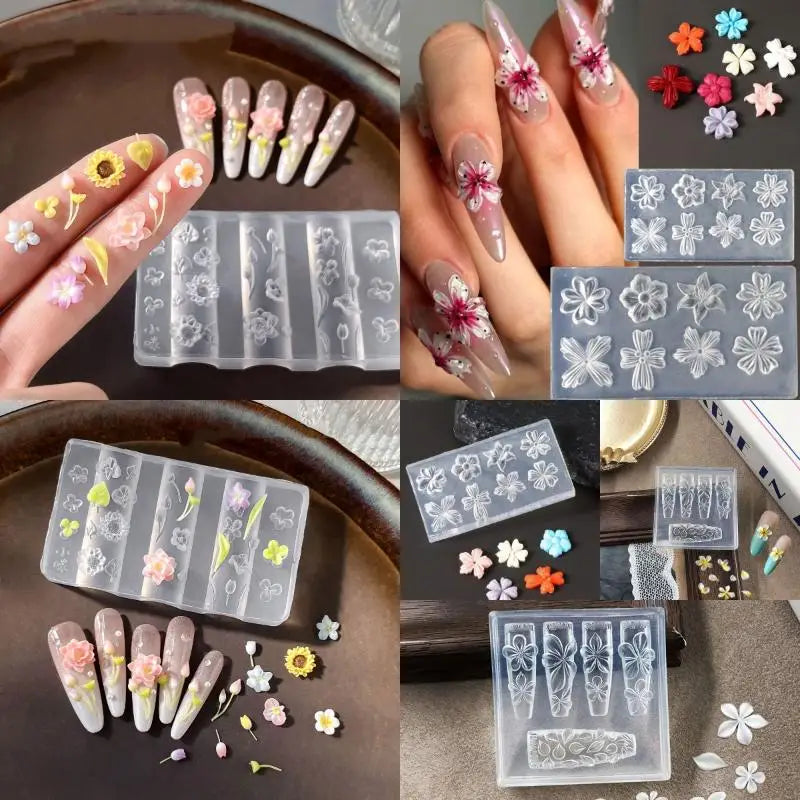 Silicone 3D Flower Nail Art Mold – Reusable Petal Template Nail Art Mold PLUSH