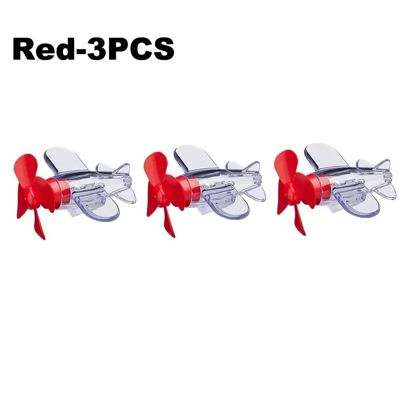 Wind-Powered LED Airplane Bike Handle Decoration & Warning Light Bike Handlebar Light PLUSH Red-3PC