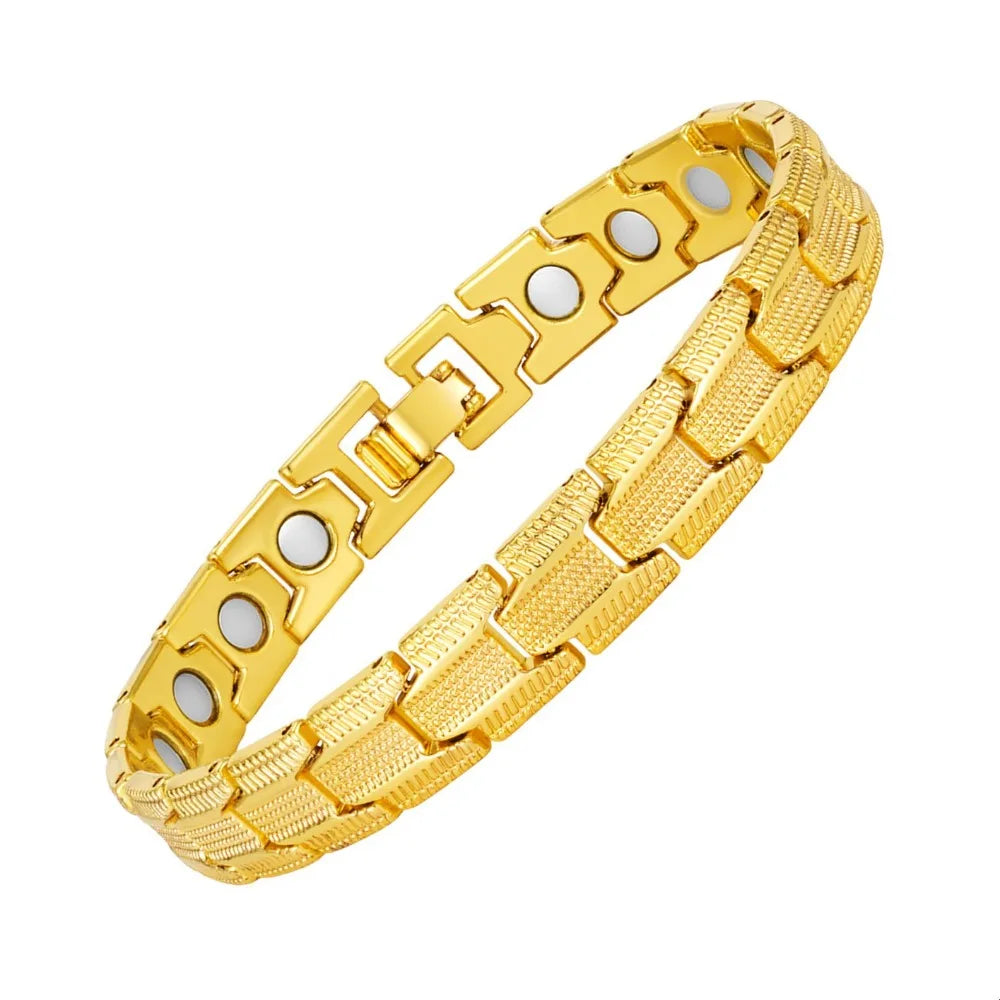Zinc Alloy Magnetic Cuff Bracelet – Vintage Wheel Unisex Magnetic Cuff Bracelet PLUSH Style 1 Gold