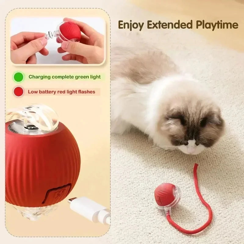 Cat Interactive Auto-Rolling Ball Toy with LED Light & Sound Interactive Cat Toy PLUSH