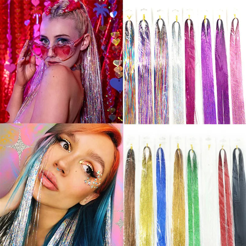 Hair Tinsel Kit – Glitter Rainbow Sparkle Extensions 94cm Hair Tinsel Extensions PLUSH