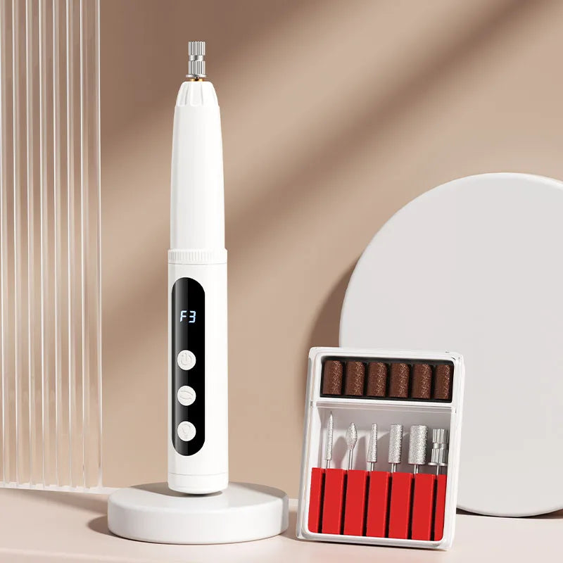 Professional Electric Nail Drill & File – Home & Salon Tool Electric Nail Drill PLUSH WHITE