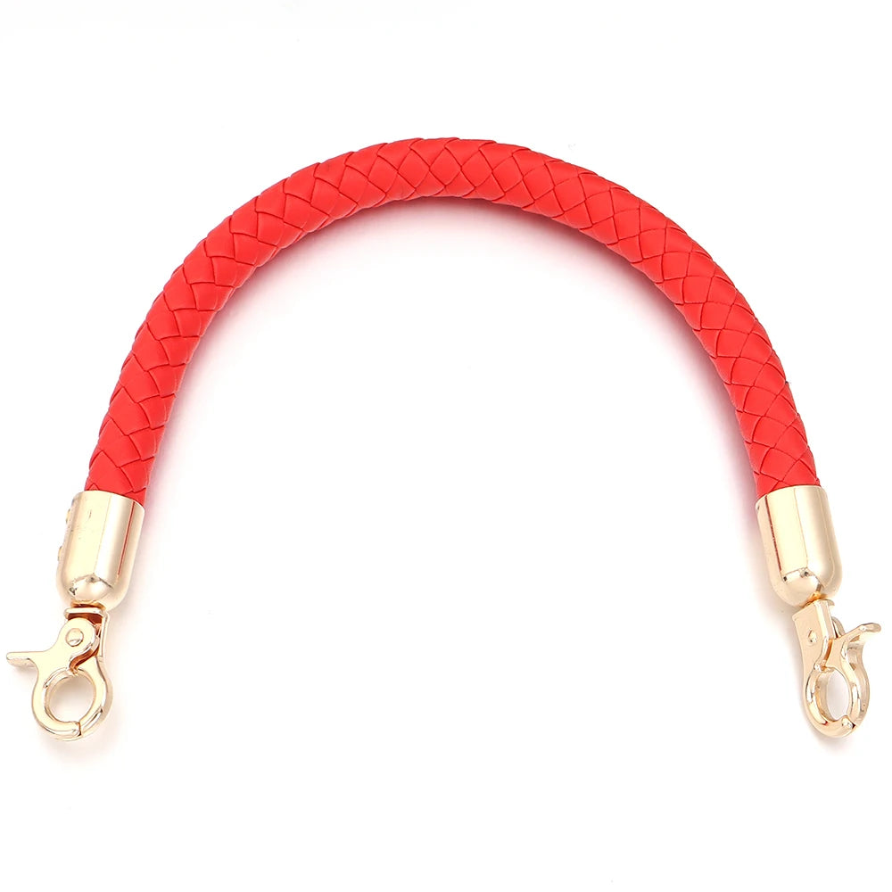 PU Leather Braided Bag Shoulder Strap with Lobster Clasp 30/60cm Bag Replacement Strap PLUSH red 30cm