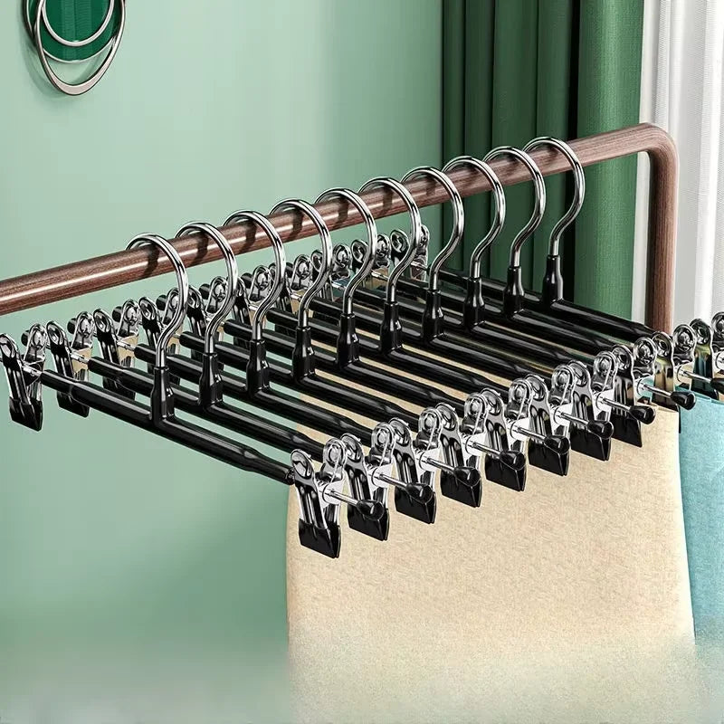 Stainless Steel Pants Hangers Anti-Slip Clothes Clips 5/10/20Pcs Clothes Hanger Clips PLUSH Black 5pc