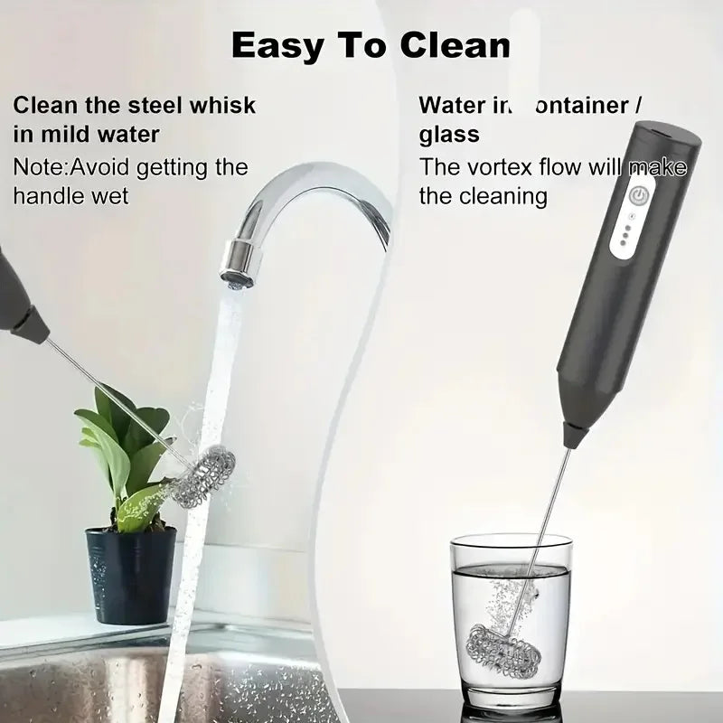 Handheld Mini Electric Milk Frother | USB Rechargeable 3 Speed Milk Frother PLUSH