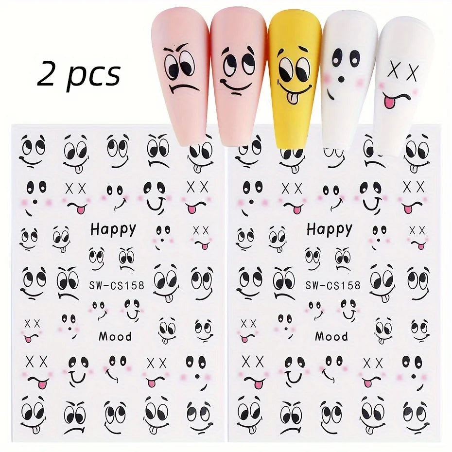 Cartoon Expression Nail Art Stickers 2pcs – DIY Decals Nail Art Stickers PLUSH SW-CS158 2pcs