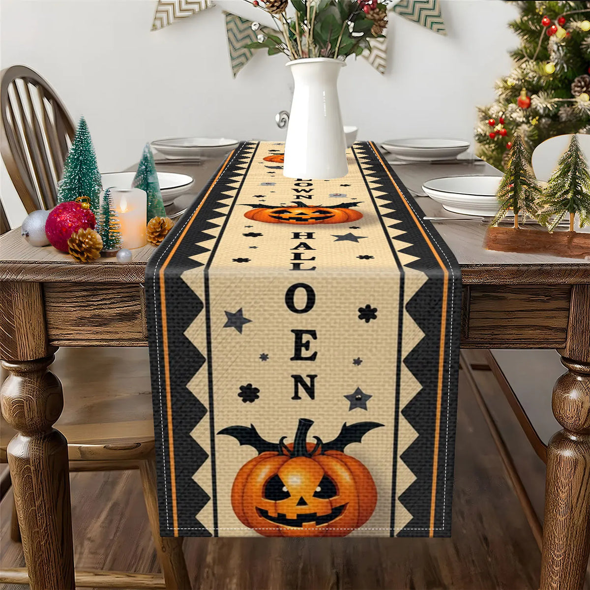 Harvest Fruit Table Runner – Pomegranate & Apple Print Table Runner PLUSH
