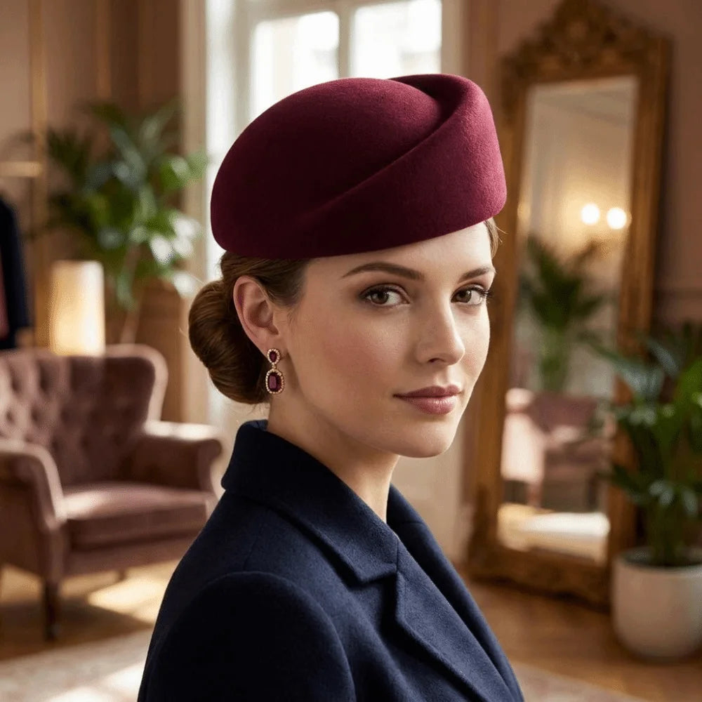 Felt Fabric Beret Pillbox Hat – Elegant Unisex All-Season Felt Beret Hat PLUSH