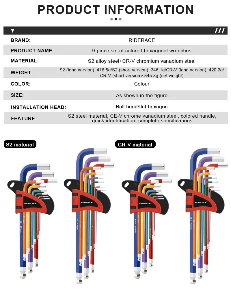 Bicycle Hex Key Set – MTB Bike Repair Tool Kit S2 CR-V Steel Bike Hex Key Set PLUSH