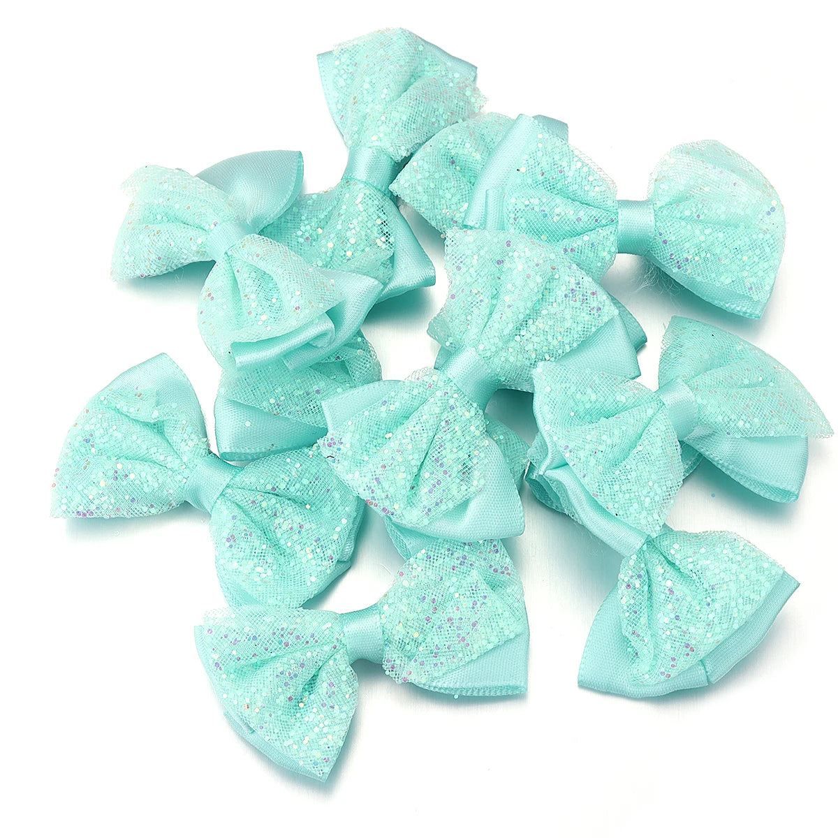 10pcs Sequin Mesh Ribbon Bows – Multicolor DIY Craft Decor Craft Ribbon Bows PLUSH Green