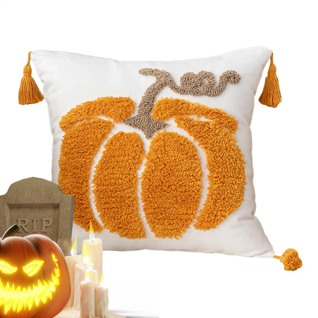 Halloween Pumpkin Ghost Throw Pillow Cover | Fall Décor Throw Pillow Cover PLUSH