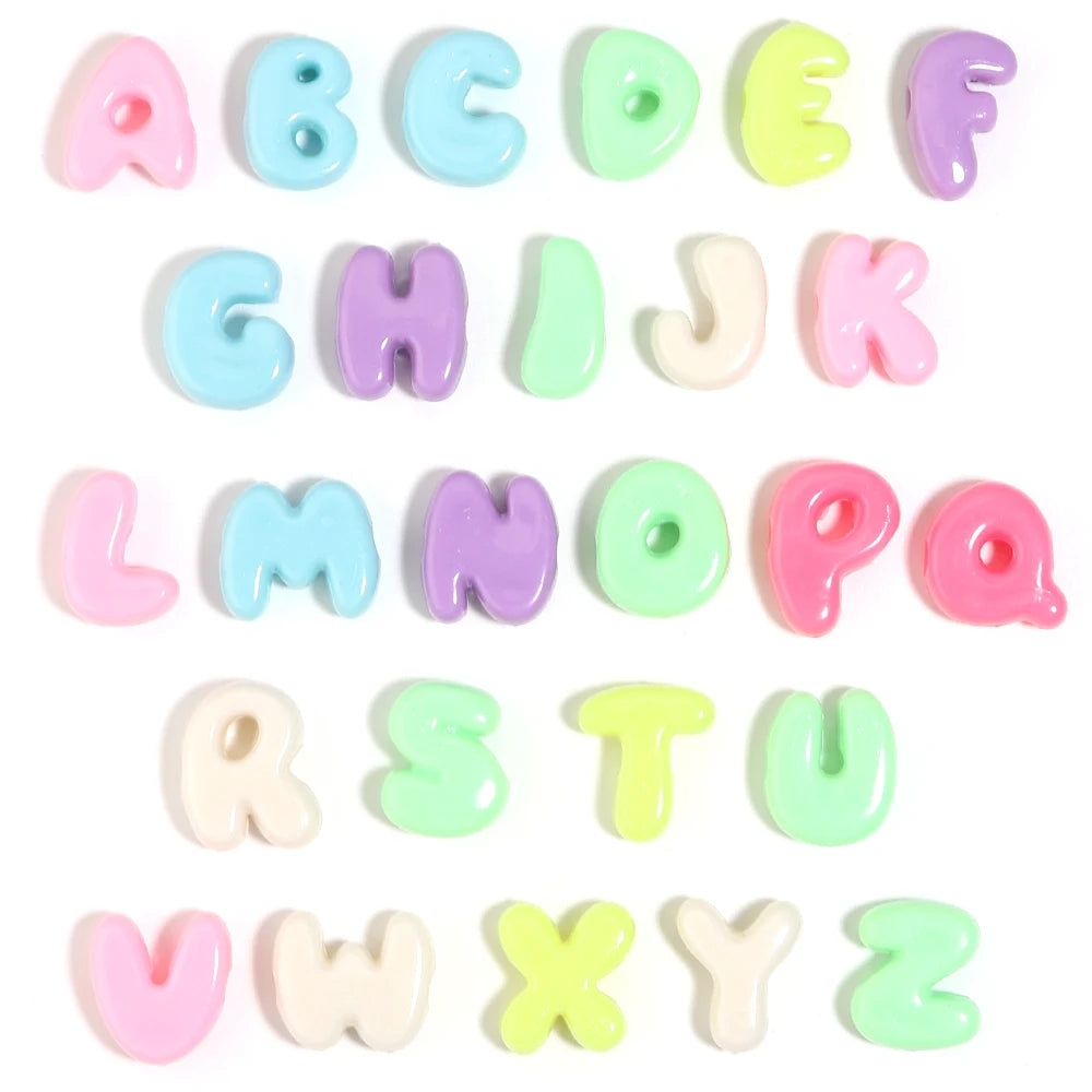 30pcs Acrylic Letter Beads Mixed Style Big Hole DIY Jewelry Acrylic Letter Beads PLUSH candy color