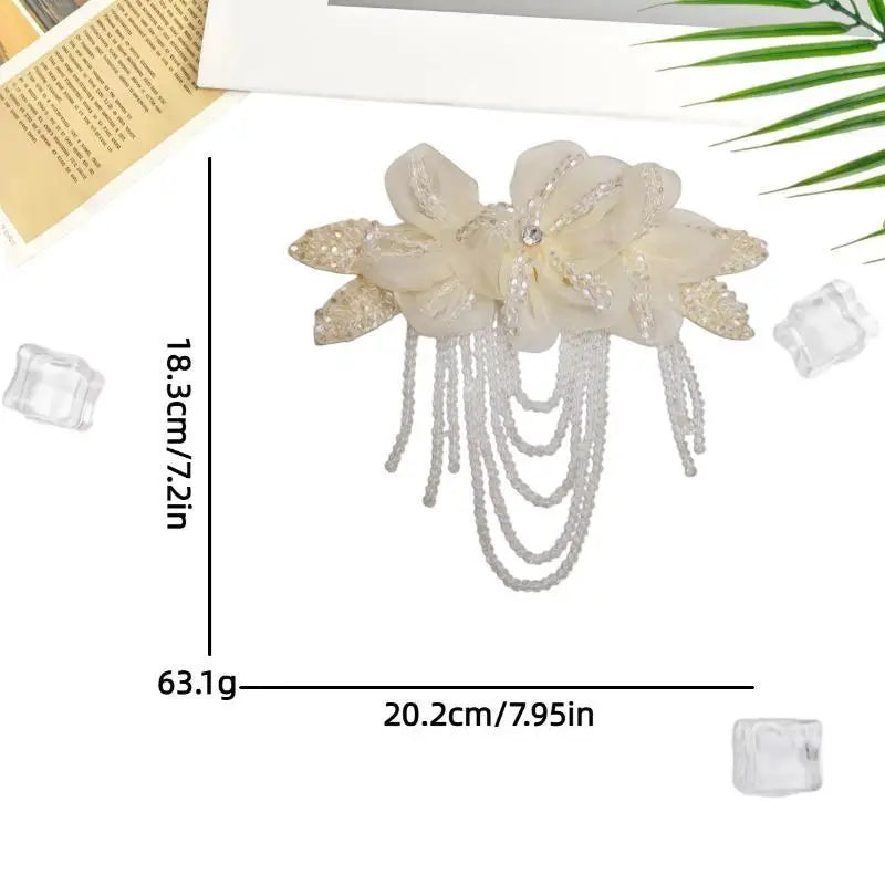 Crystal Chiffon Flower Beaded Tassel Corsage | DIY Patch Beaded Flower Corsage PLUSH A6