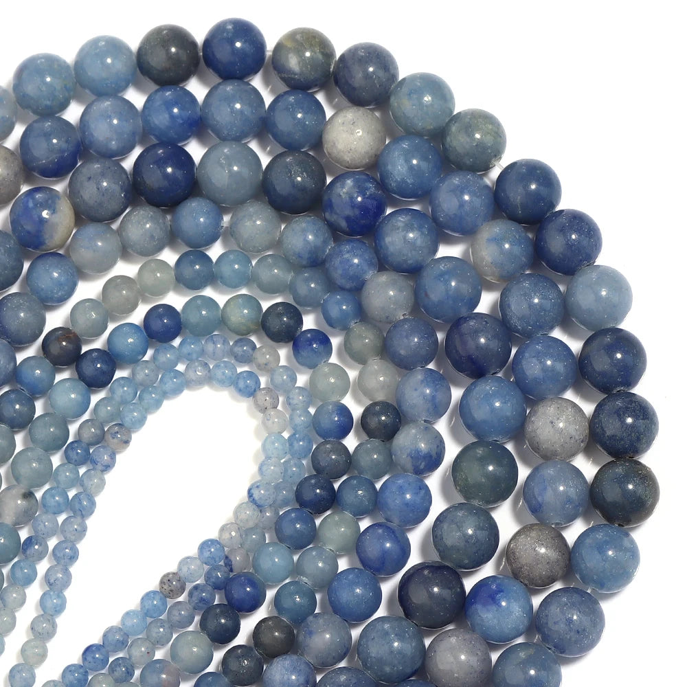 Natural Blue Aventurine Matte Stone Beads 4–12mm | DIY Jewelry Stone Spacer Beads PLUSH