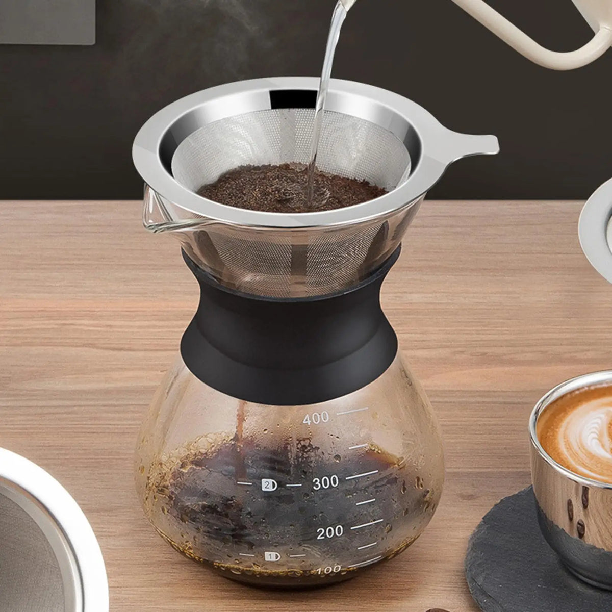 Stainless Steel Pour Over Coffee Filter – Reusable Double Layer Pour Over Coffee Filter PLUSH