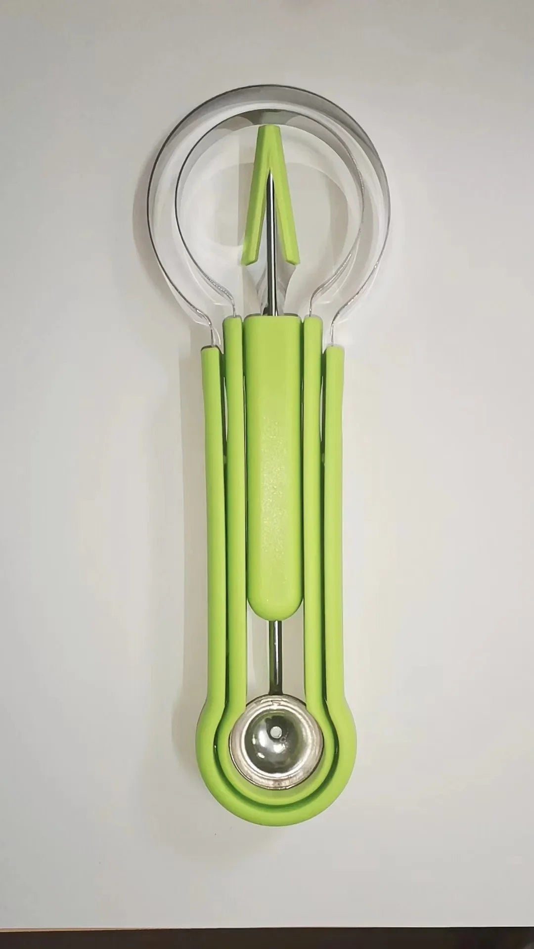 PEISI 4-in-1 Melon Baller & Fruit Scoop Set – Stainless Steel Fruit Scoop Set PLUSH Watermelon Knife