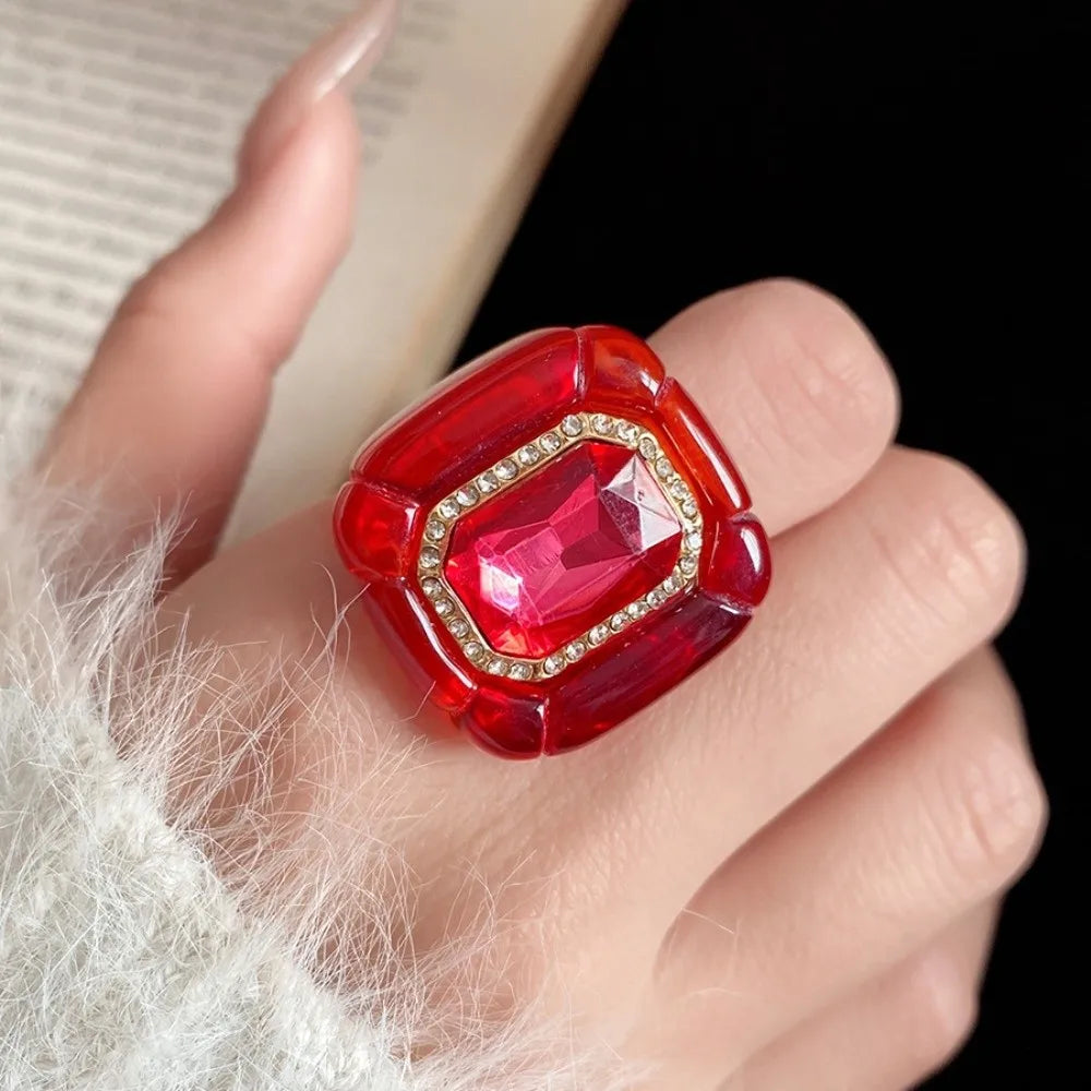Y2K Candy Color Acrylic Resin Dome Ring | Korean Punk Style Fashion Statement Ring PLUSH
