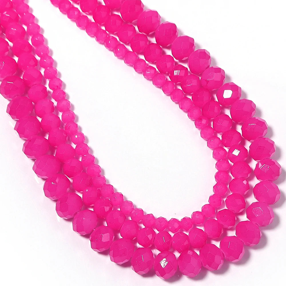Rose Red Faceted Rondelle Crystal Spacer Beads | DIY Jewelry Crystal Spacer Beads PLUSH