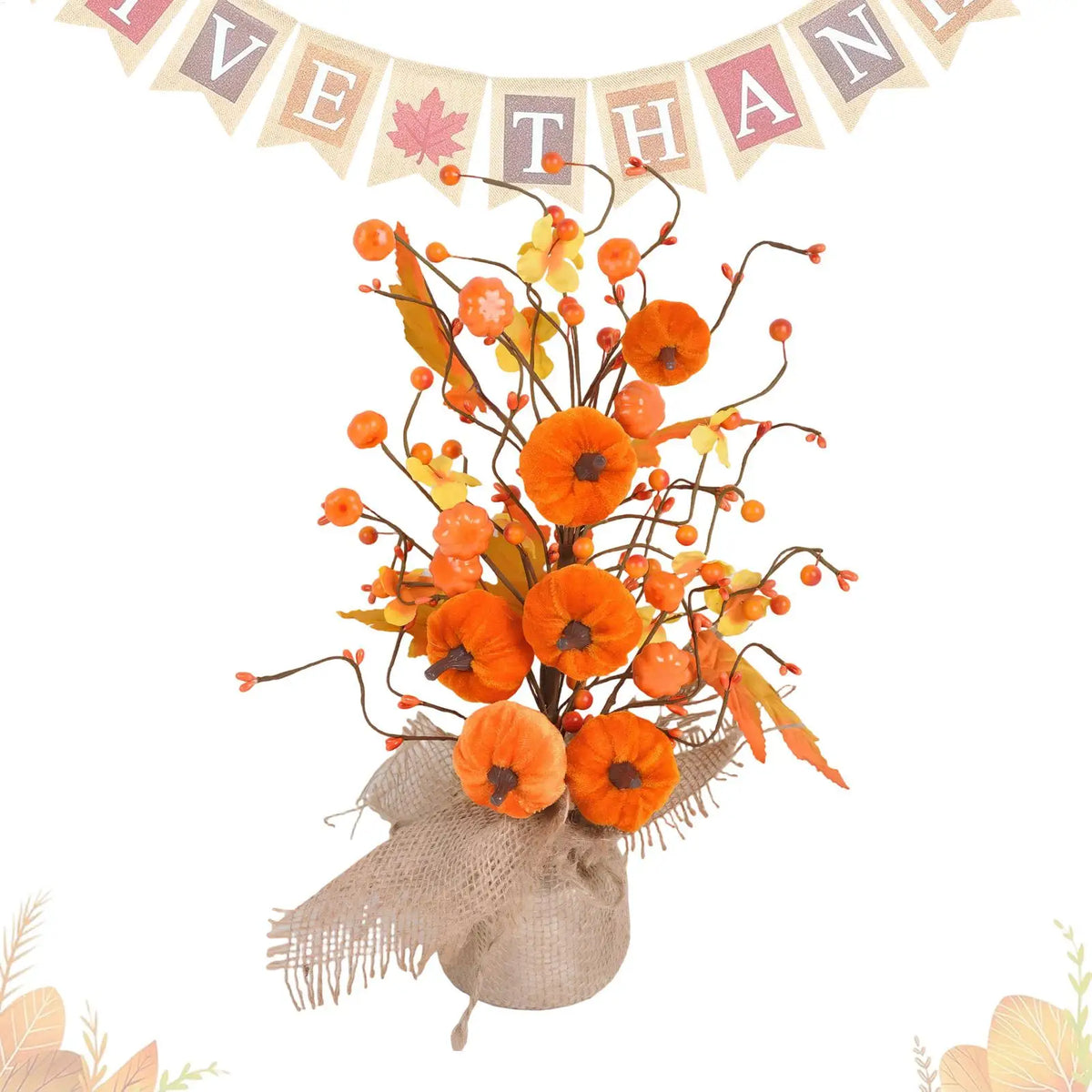 Fall Artificial Pumpkin Tree Bouquet – Autumn Tabletop Decor Artificial Floral Decor PLUSH