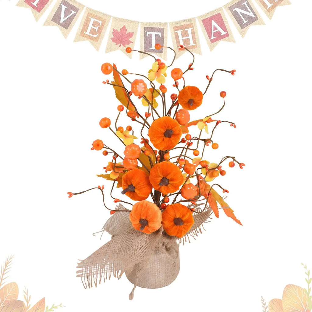 Fall Artificial Pumpkin Tree Autumn Tabletop Centerpiece Decor Artificial Fall Decor PLUSH