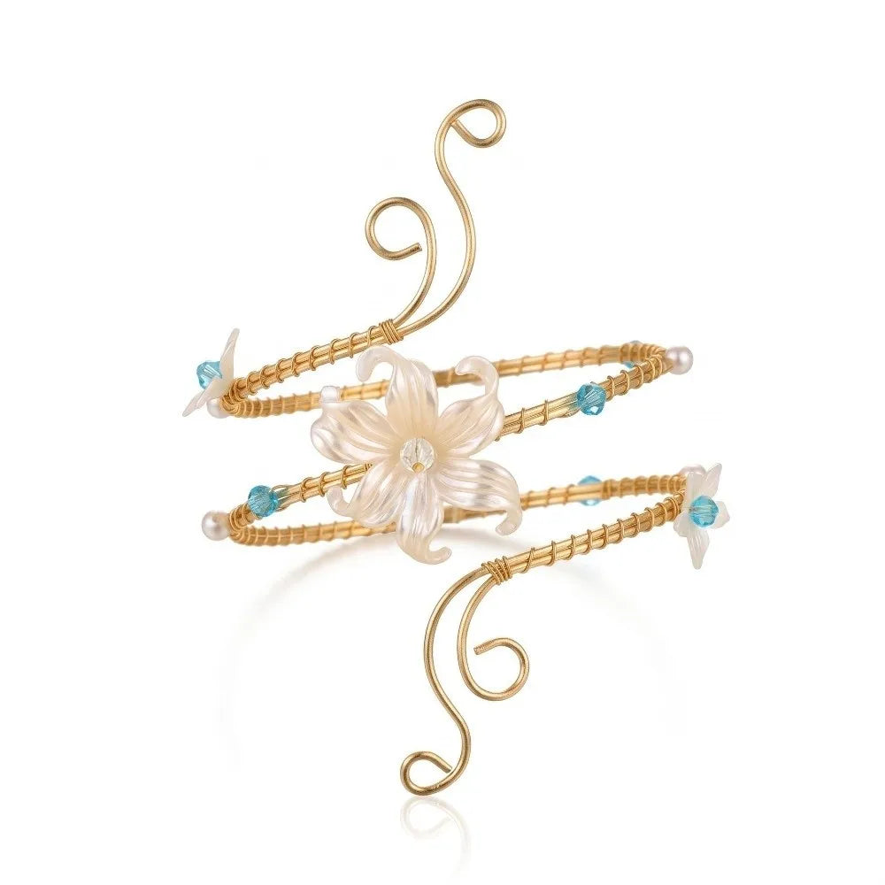 Bohemian Flower Arm Cuff Bangle – Gold & Silver Alloy Arm Cuff Bangle PLUSH 3