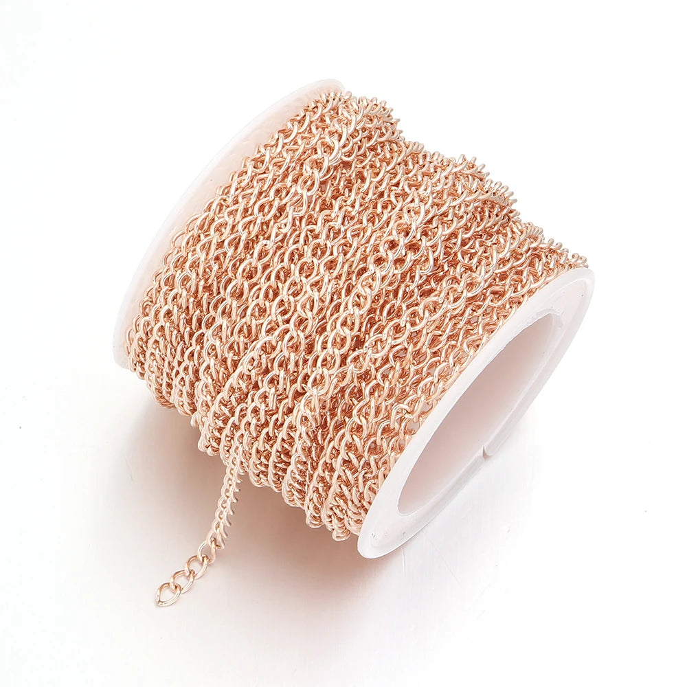 10 Yards 3x4mm Metal O-Shape Link Chain for DIY Jewelry Making Jewelry Making Chain PLUSH Rose Gold