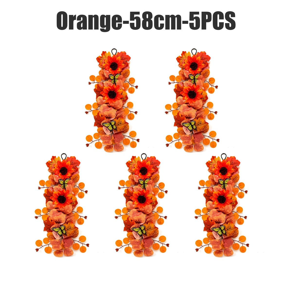 Autumn Sunflower & Maple Leaf Hanging Door Wall Decor Set Seasonal Wall Hanging PLUSH Orange-5PCS