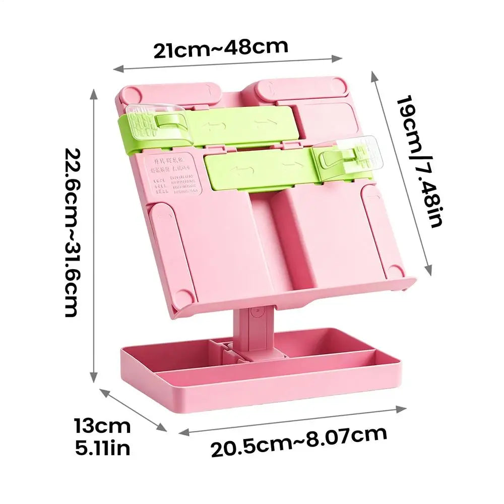Adjustable Foldable Book Stand for Desk – Portable Book Holder Book Stand PLUSH Pink