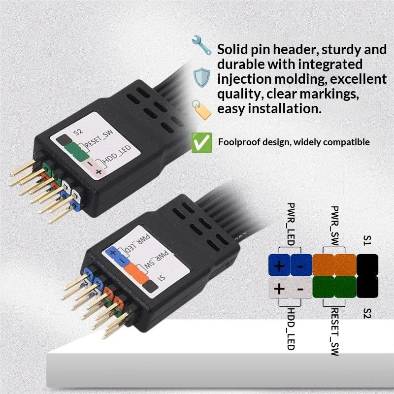 9-Pin Motherboard Front Panel Extension Flat Cable 20/30/50cm PC Header Cable PLUSH
