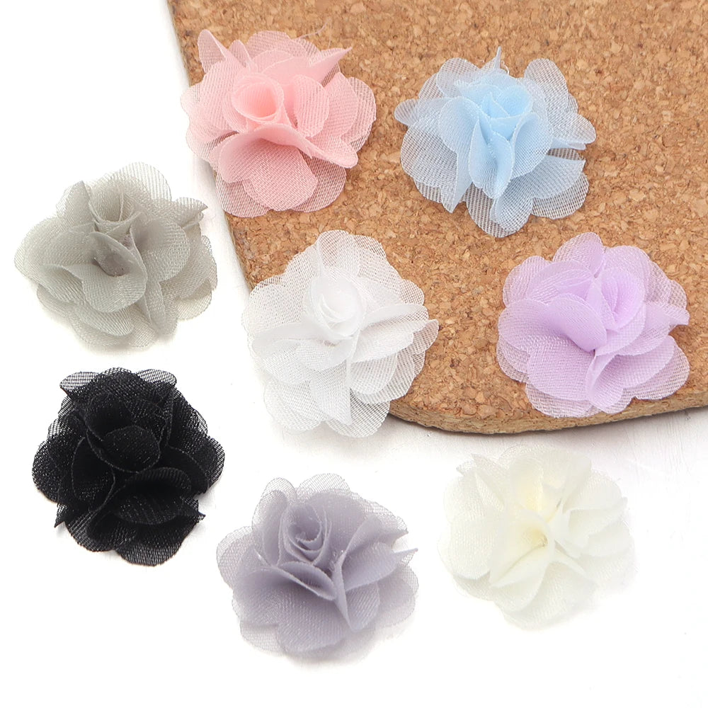 10pcs 2cm Chiffon Organza Flower Appliques – DIY Hair & Decor Fabric Flower Appliques PLUSH