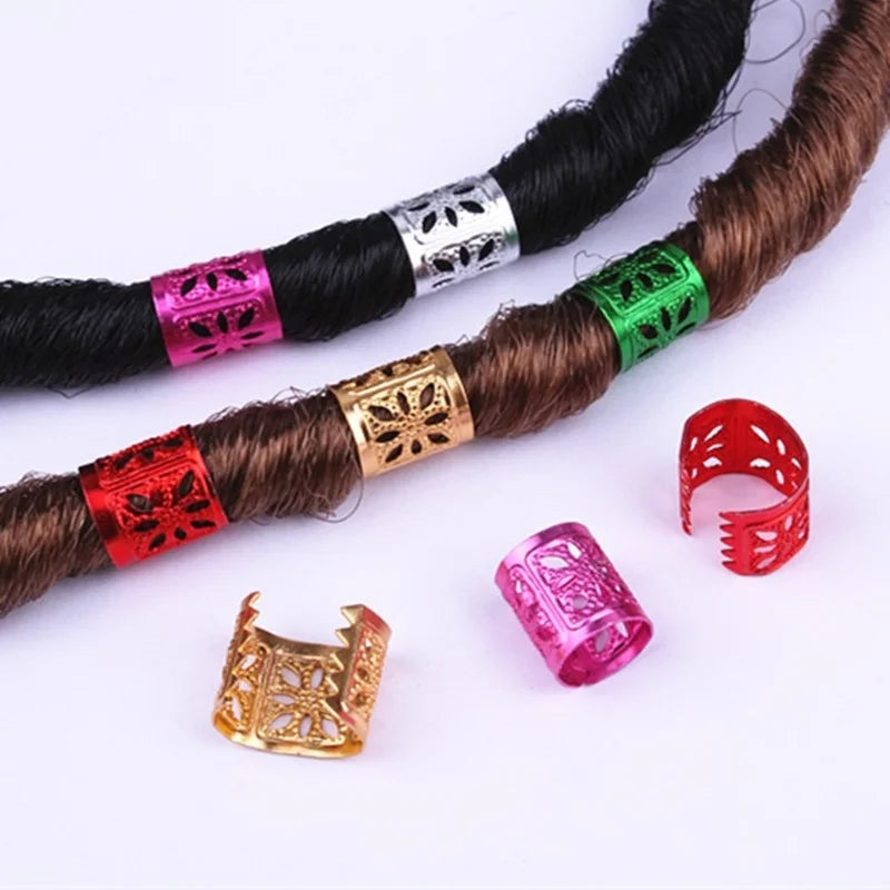 50-100pcs Dreadlock Hair Rings Bead Cuffs – Mixed Color Hair Braid Rings PLUSH