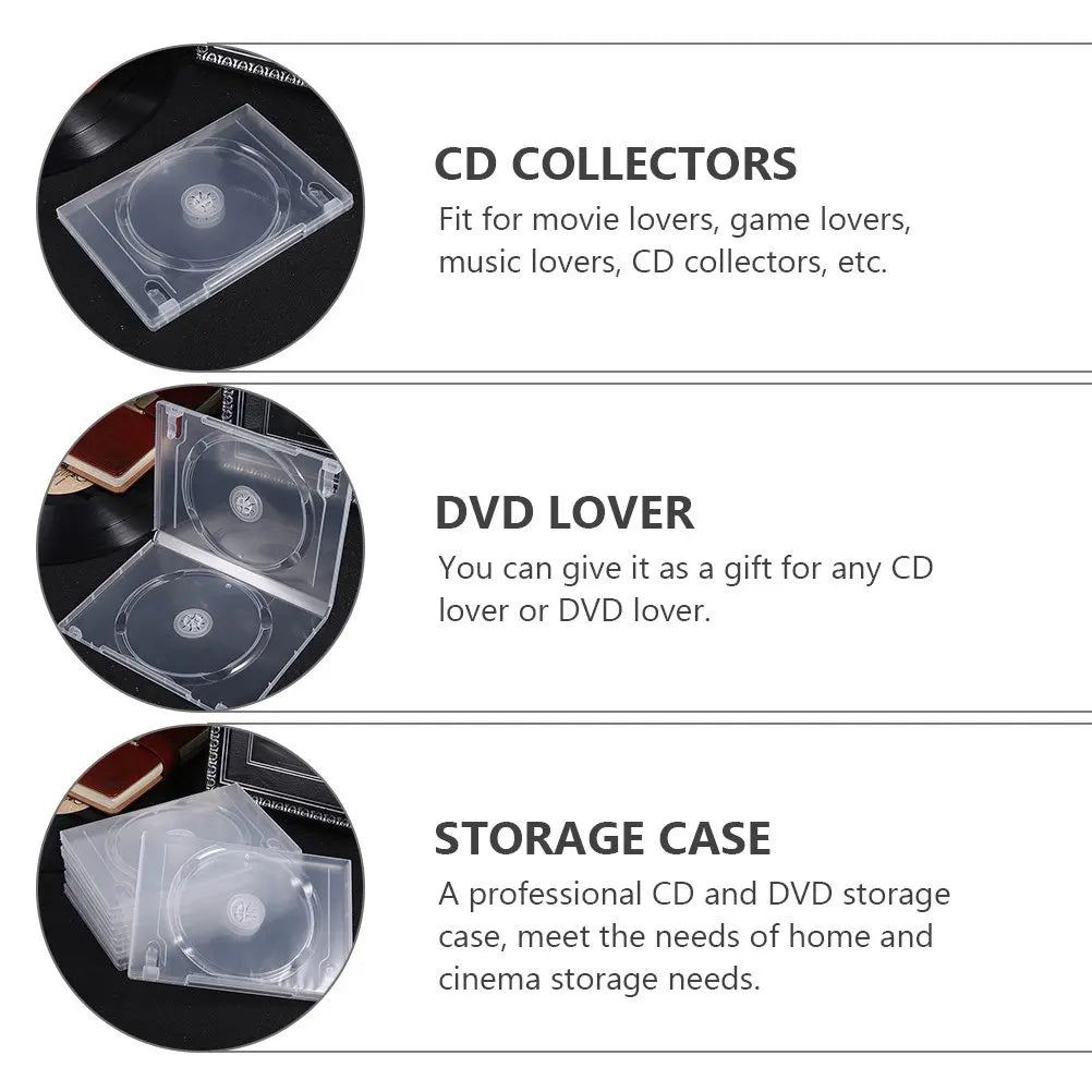 12-Pack Ultra Thin Clear CD DVD Storage Cases | Slim Organizer CD DVD Storage Case PLUSH