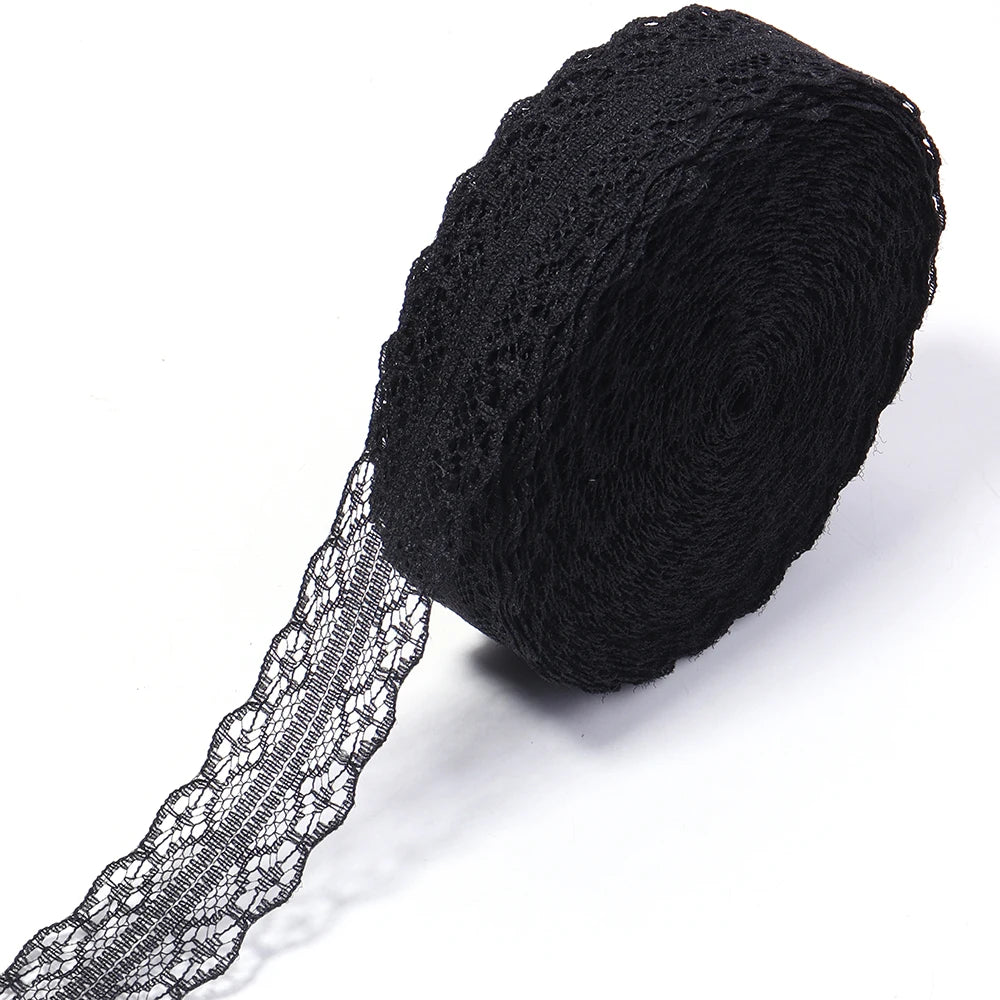 20 Yards 28mm Lace Ribbon – DIY Bows, Chokers & Sewing Trim Lace Craft Ribbon PLUSH black