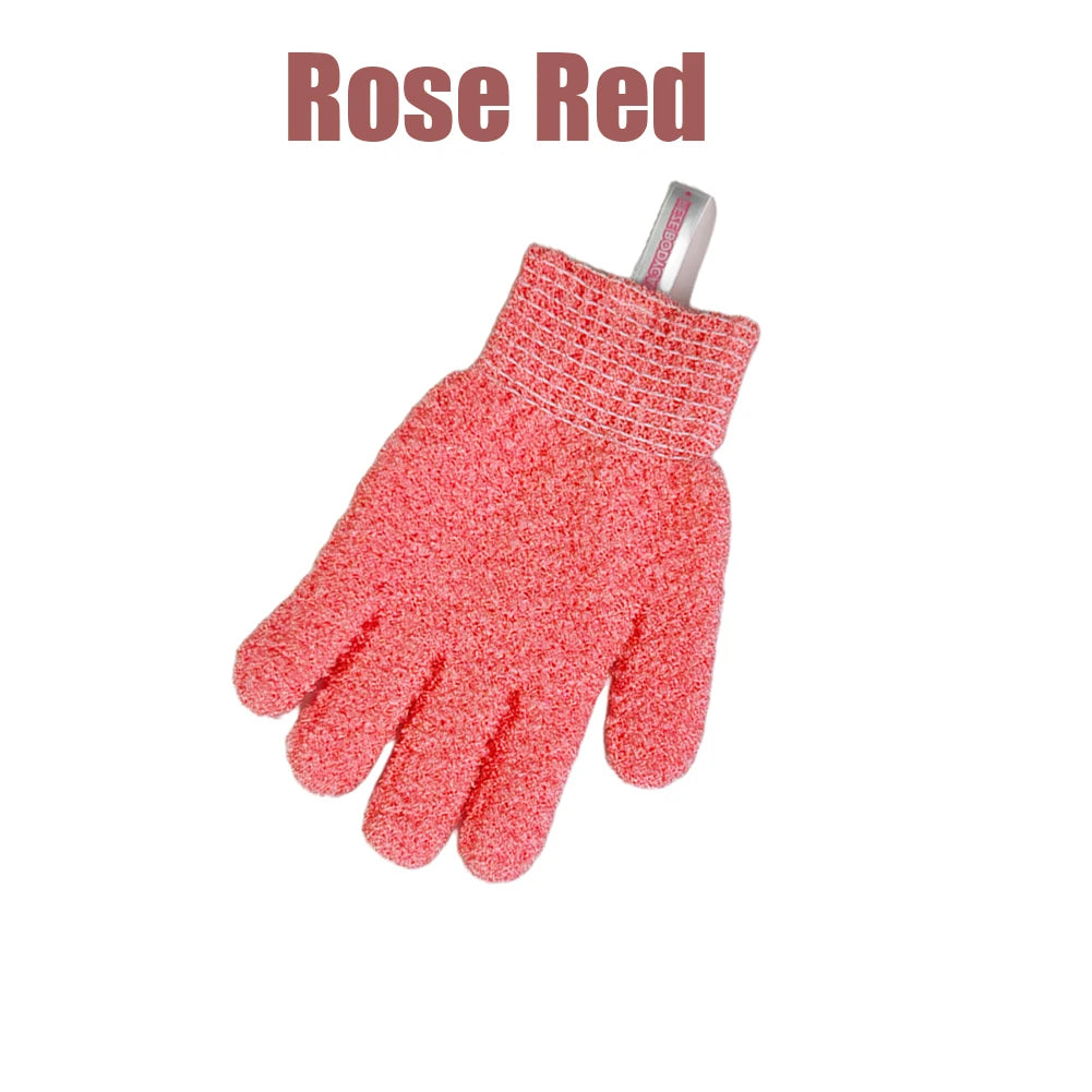 Nylon Exfoliating Bath Gloves – Body Scrubber Shower Mitts Exfoliating Bath Gloves PLUSH Rose Red 8PCS