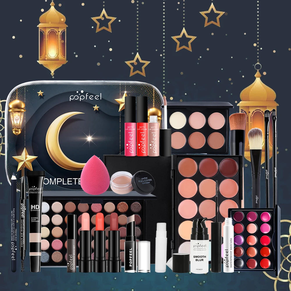 POPFEEL 24-Piece Festival Makeup Set – Complete Cosmetic Kit Makeup Gift Set PLUSH