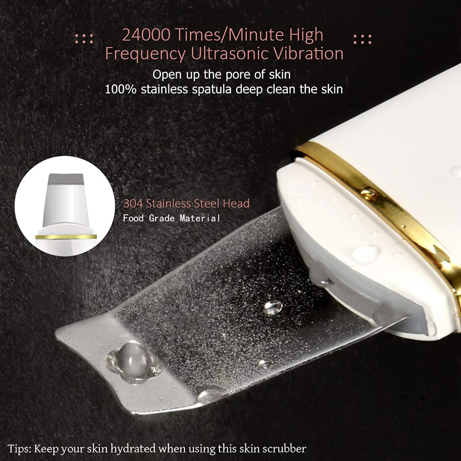 Ultrasonic Skin Scrubber Face Spatula – Deep Pore Cleansing Tool Facial Cleansing Device PLUSH