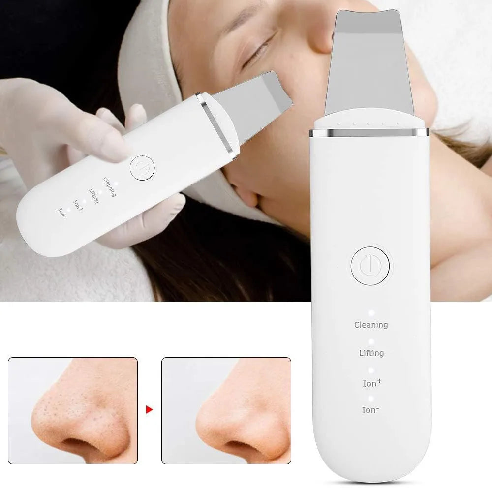 Ultrasonic Skin Scrubber Face Spatula – 4-Mode Facial Tool Facial Cleansing Device PLUSH
