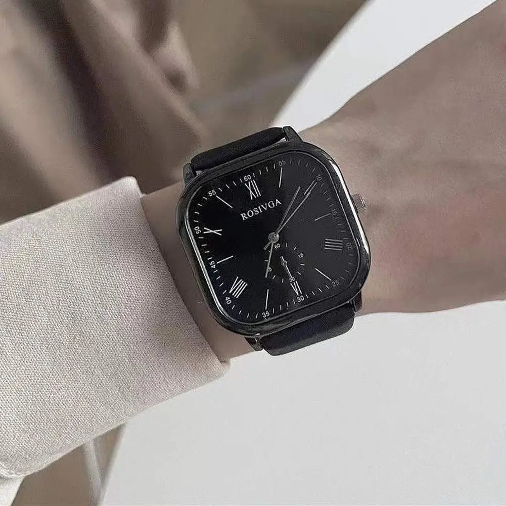 Square Dial Quartz Watch – Silicone Strap Men Women Students Quartz Wristwatch PLUSH