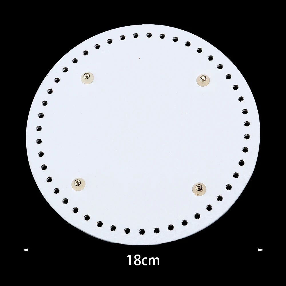 Round PU Leather Bag Base with Rivets – 12/15/18cm DIY Handbag Bag Making Base PLUSH white 18cm