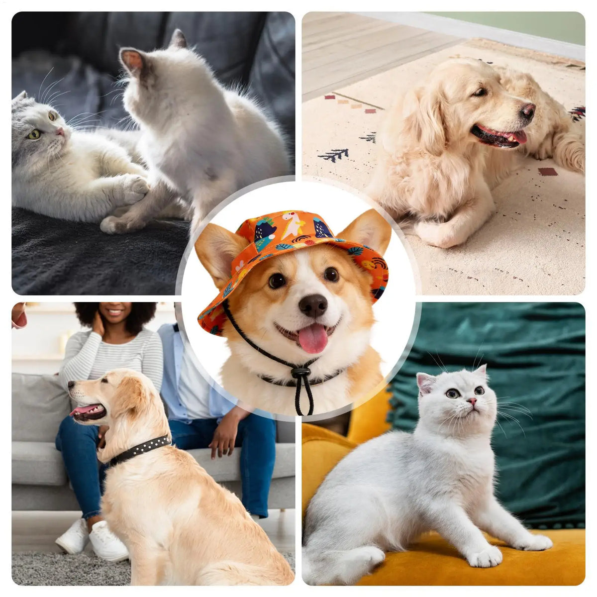 Adjustable Dog Sun Hat – Breathable Ear-Hole Pet Fisherman Cap Pet Sun Hat PLUSH
