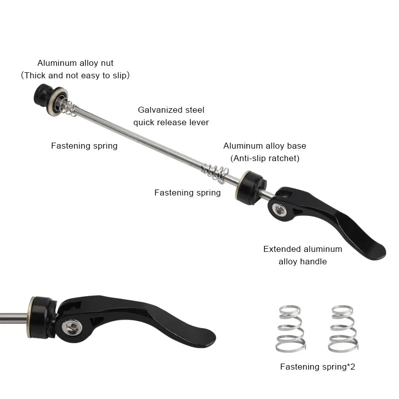 RIDERACE QR Quick Release Skewers Aluminum Alloy MTB Black Bike Quick Release Skewer PLUSH