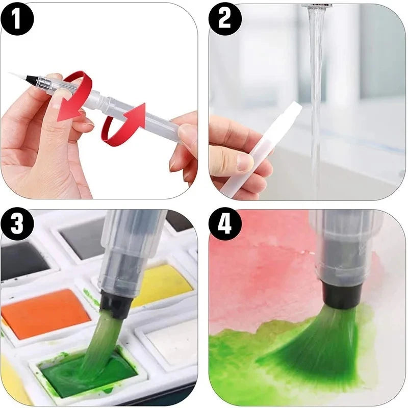 7pcs Refillable Watercolor Brush Pens – Fine Tip Art Set Watercolor Brush Pens PLUSH